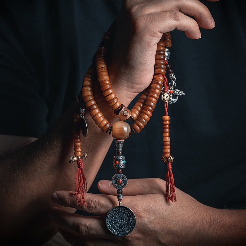 Tibetan Yak Bone 108-Bead Strength Mala Bracelet