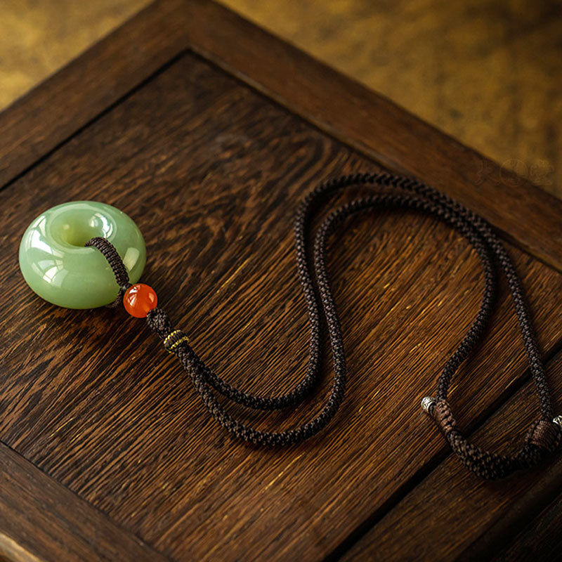 Natural Gray Jade Luck Necklace | Peace & Prosperity Pendant