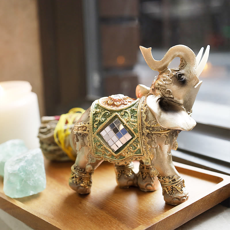 Green Feng Shui Elephant Figurine Small, Medium & Large Sizes