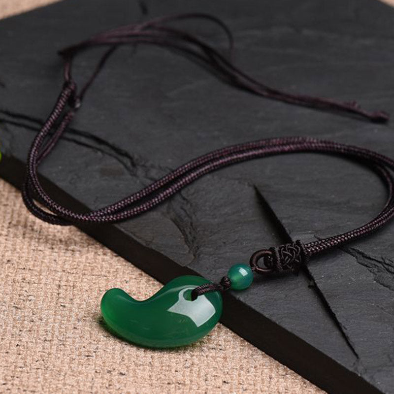Red Green Agate Moon Pattern Confidence Calm Necklace