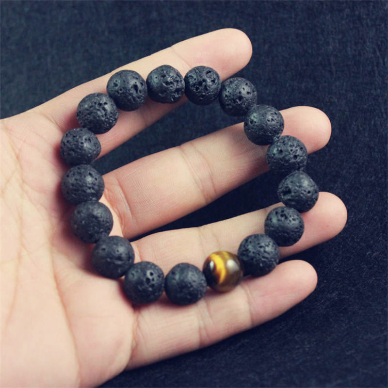 10mm Lava Rock Tiger Eye Peace Healing Bracelet