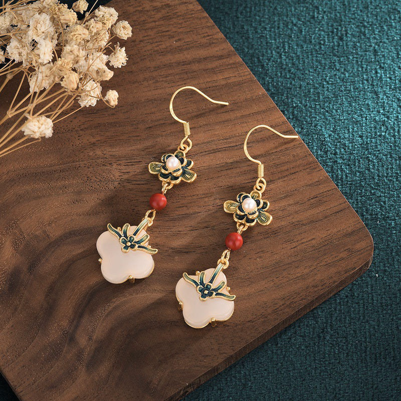 Lucky Four Leaf Clover Jade Earrings for Abundance & Luck