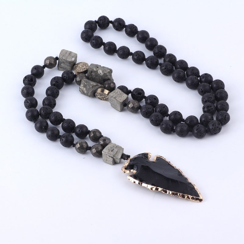40cm Lava Rock Spiritual Necklace for Meditation & Stress Relief