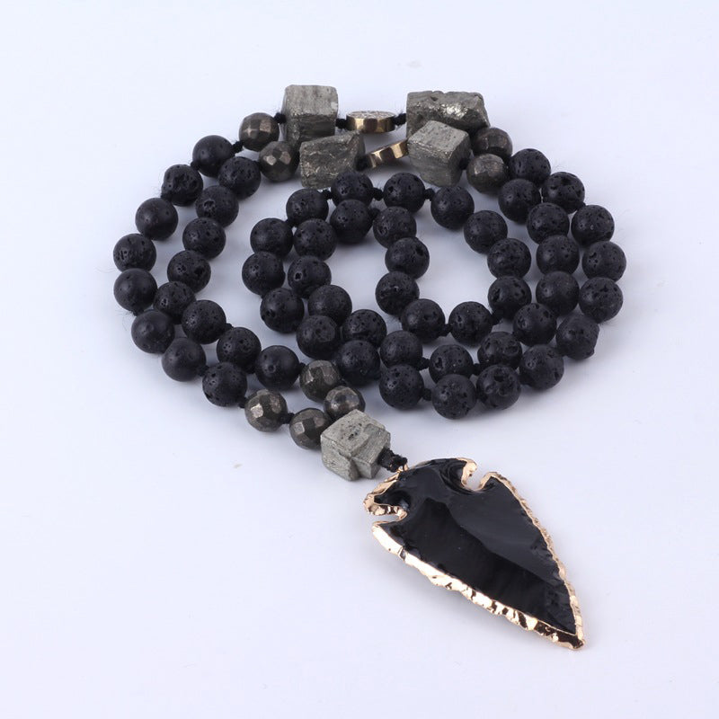 40cm Lava Rock Spiritual Necklace for Meditation & Stress Relief