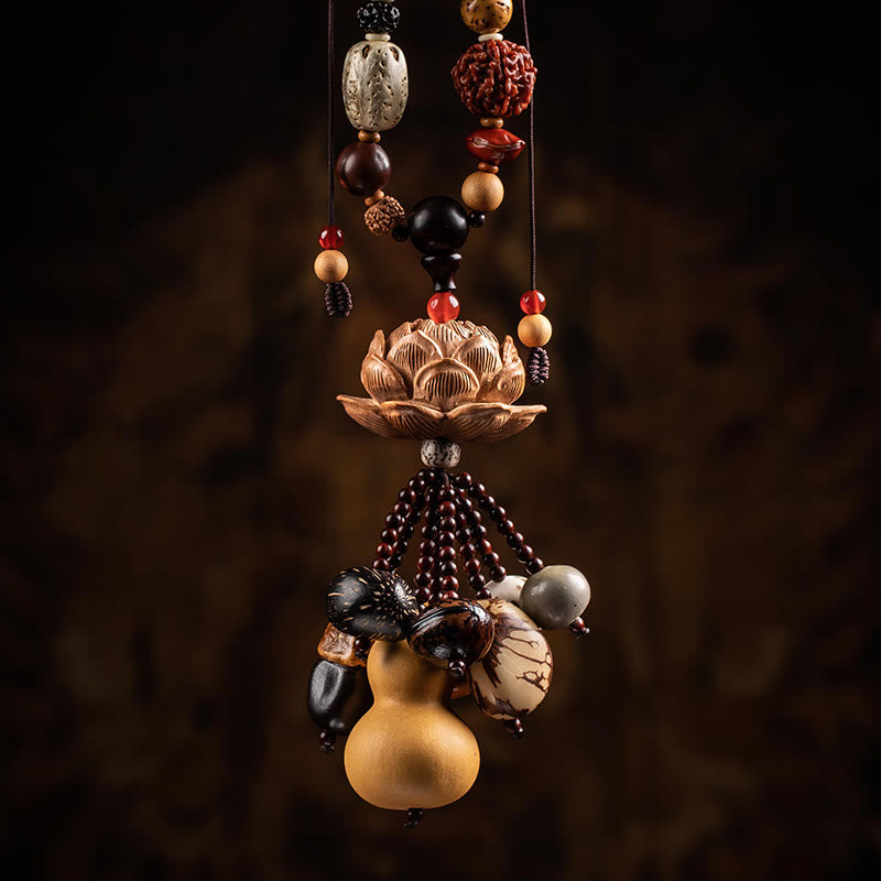 Boxwood Peach Wood Bodhi Seed Lotus Car Hanging Charm
