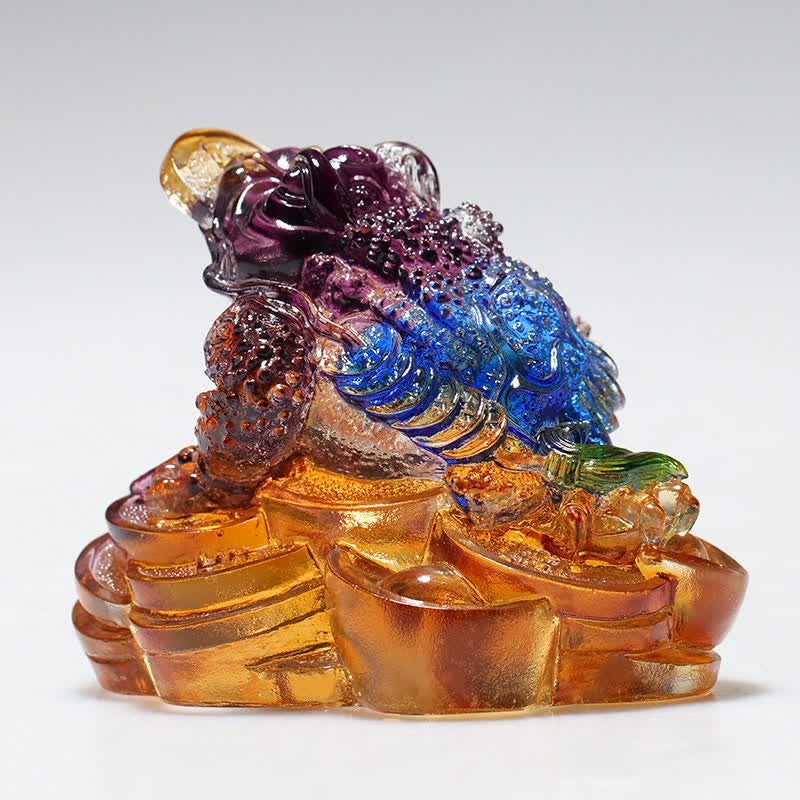 Liuli Crystal Feng Shui Frog Sculpture 11cm Prosperity Art