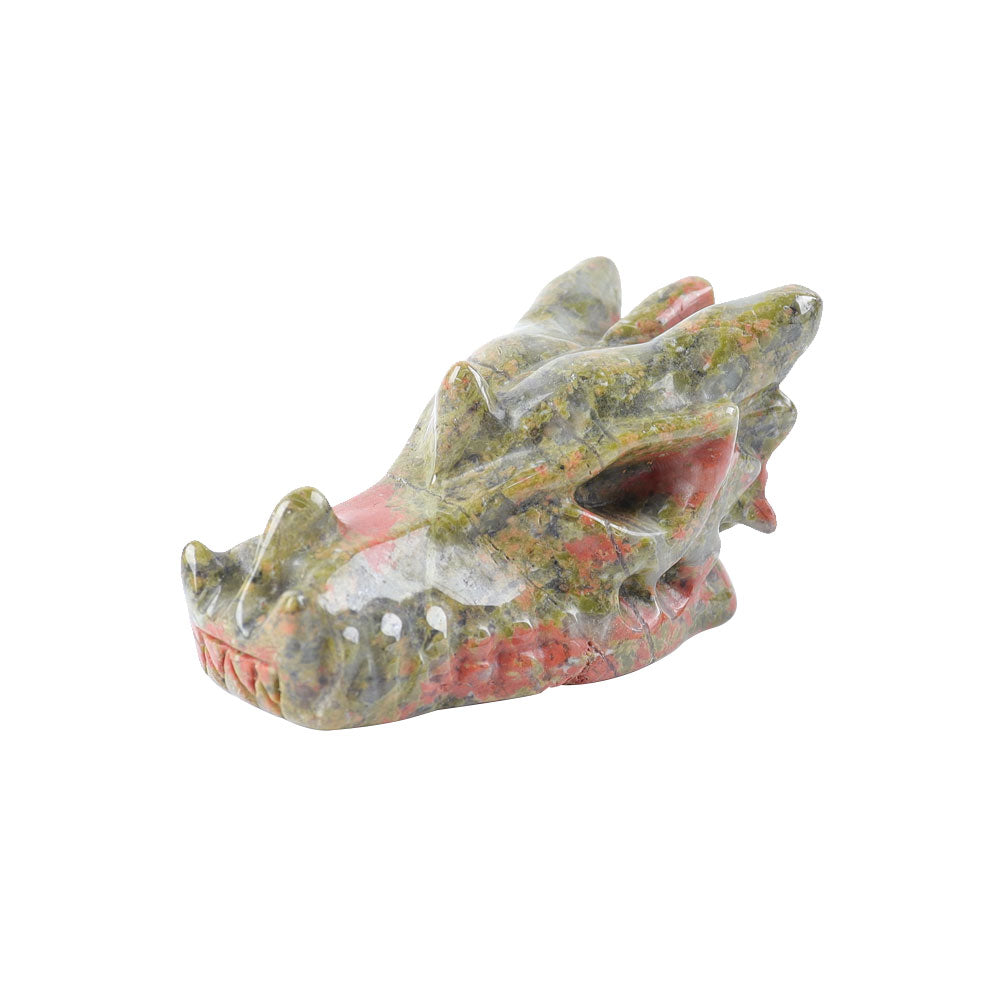 Unakite Crystal Dragon Head Carving 2.57 Inch Figurine
