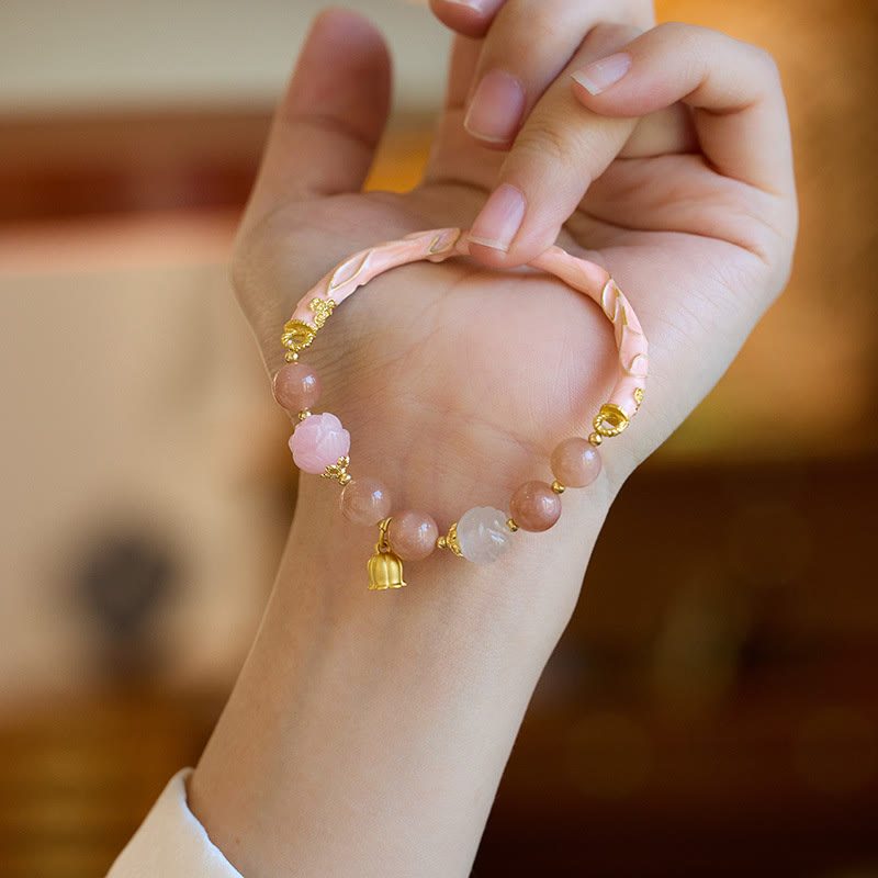 Sun Stone & Golden Silk Jade Positive Charm Bracelet