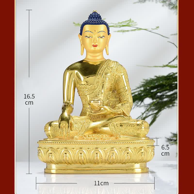 Copper Buddha Statue Shakyamuni Figurine 16.5cm Enlightenment