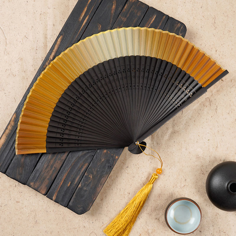21.5cm Bamboo Folding Fan with Gradient Hollow Engraved Design