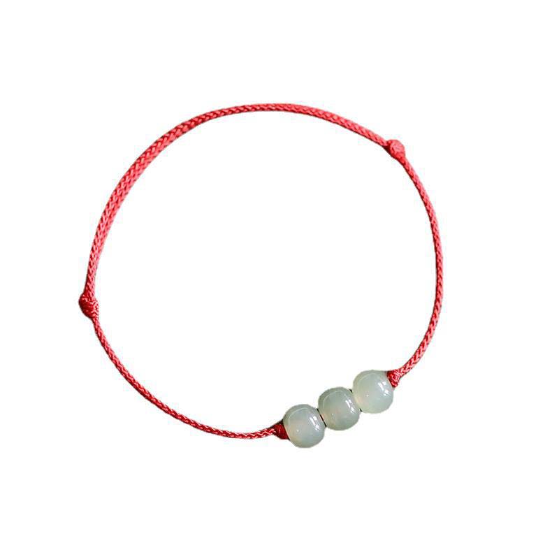Three Beads Jade Luck String Weave Bracelet