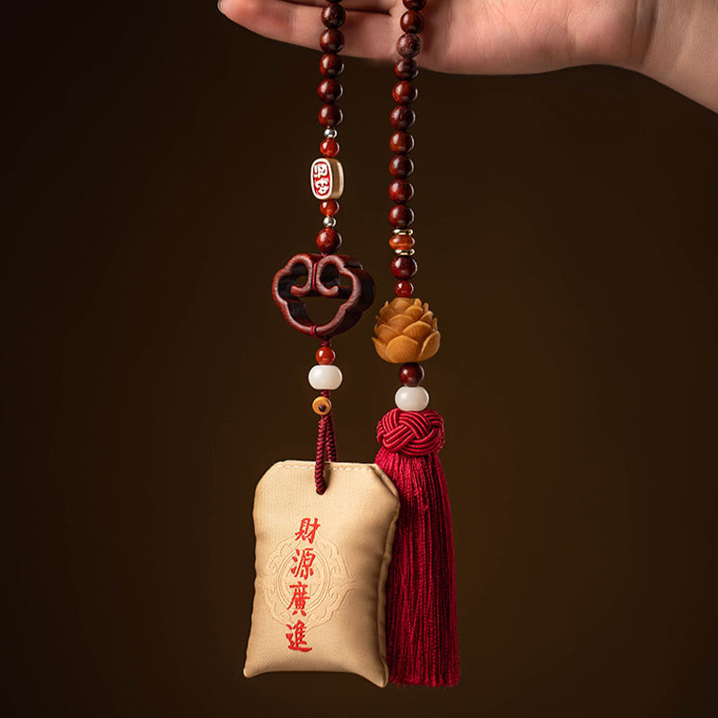 Tibetan Red Sandalwood Lotus Sachet Car Hanging Decoration