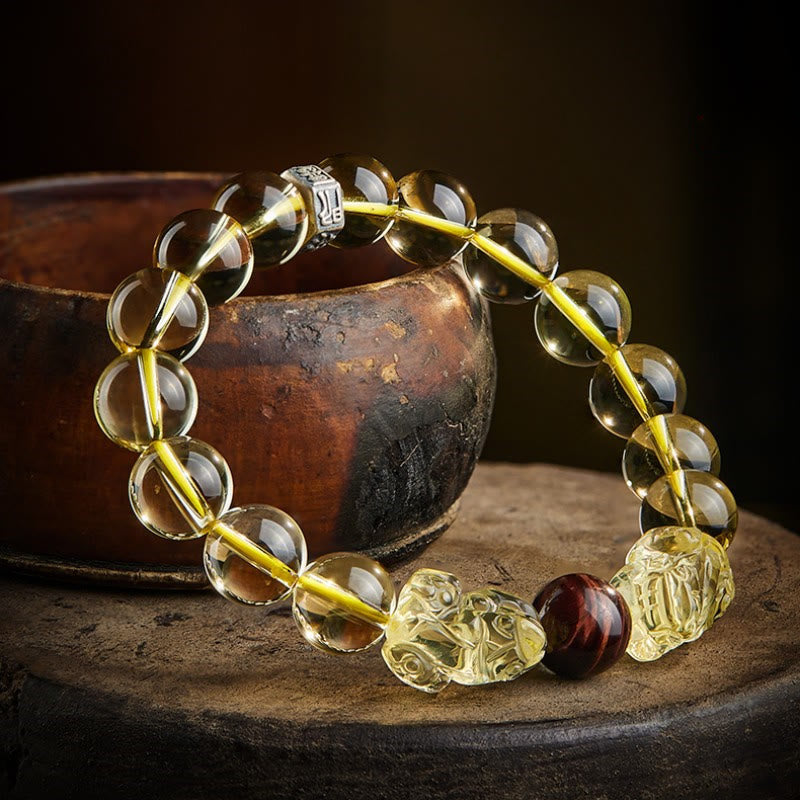 8mm Citrine Tiger Eye Pixiu Prosperity Bracelet