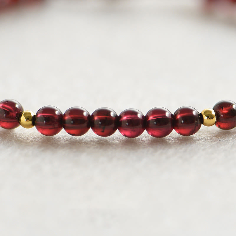 Natural Garnet Golden Beads Stability Bracelet