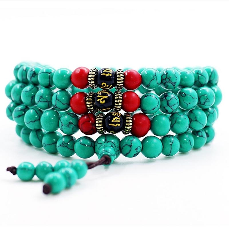 8mm Tibetan Turquoise Purification Gemstone Mala Necklace