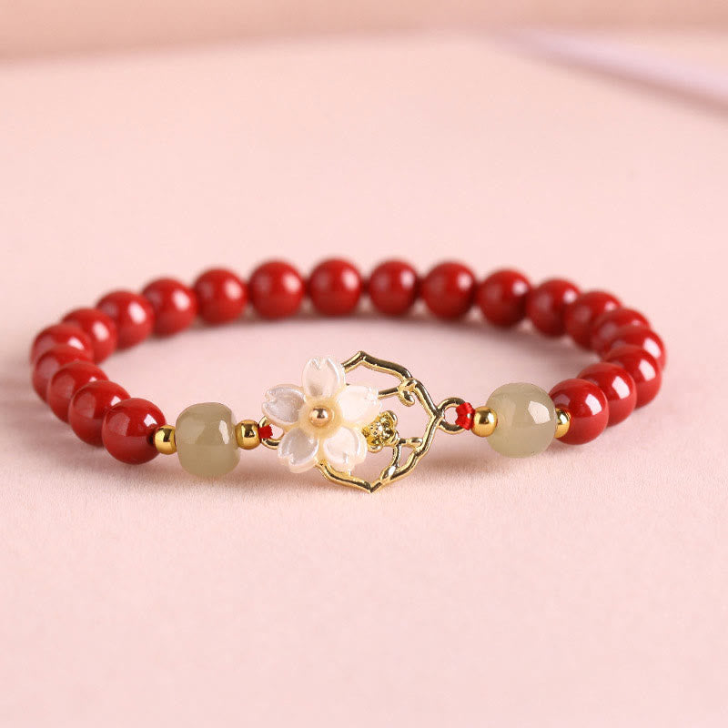 6mm Natural Cinnabar Jade Beaded Blessing Bracelet