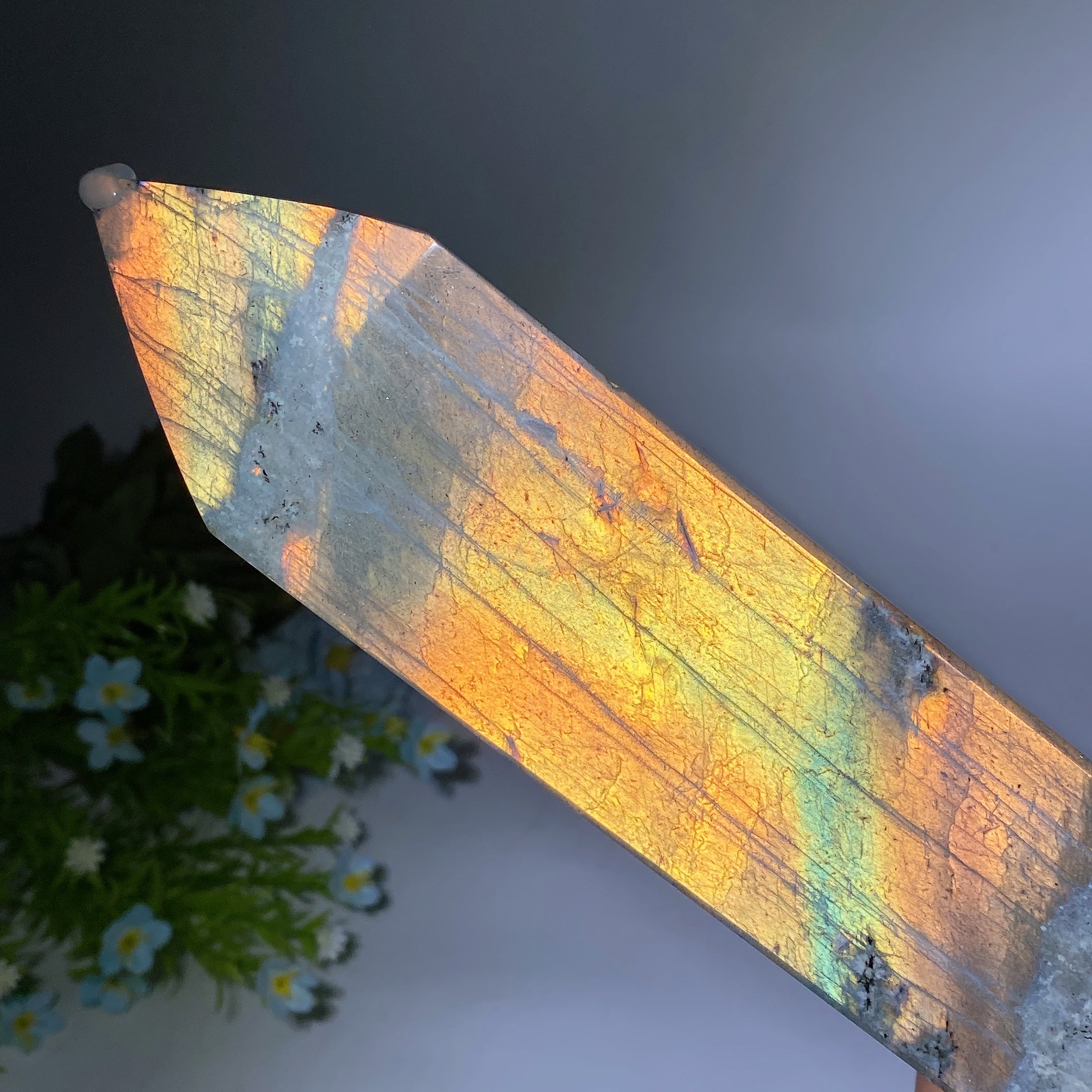 42cm Large Sunset Flash Labradorite Crystal Tower for Healing