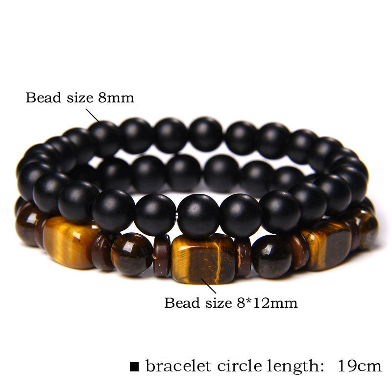 6mm Tiger Eye Frosted Hematite Courage Bracelet