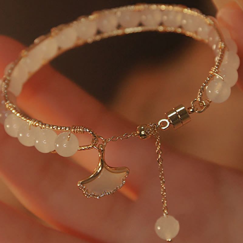 Jade Ginkgo Leaf Luck Bracelet for Prosperity & Abundance