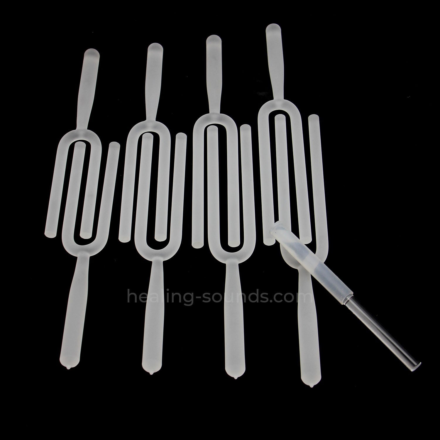 432 Hz Frosted Crystal Tuning Fork Set with Case - 8pc - 10 mm/20 mm