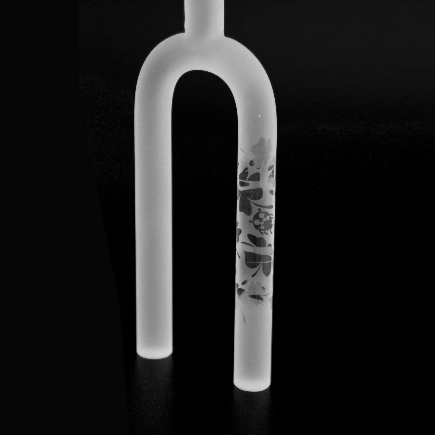 432 Hz Frosted Quartz Crystal Tuning Fork with Patterns