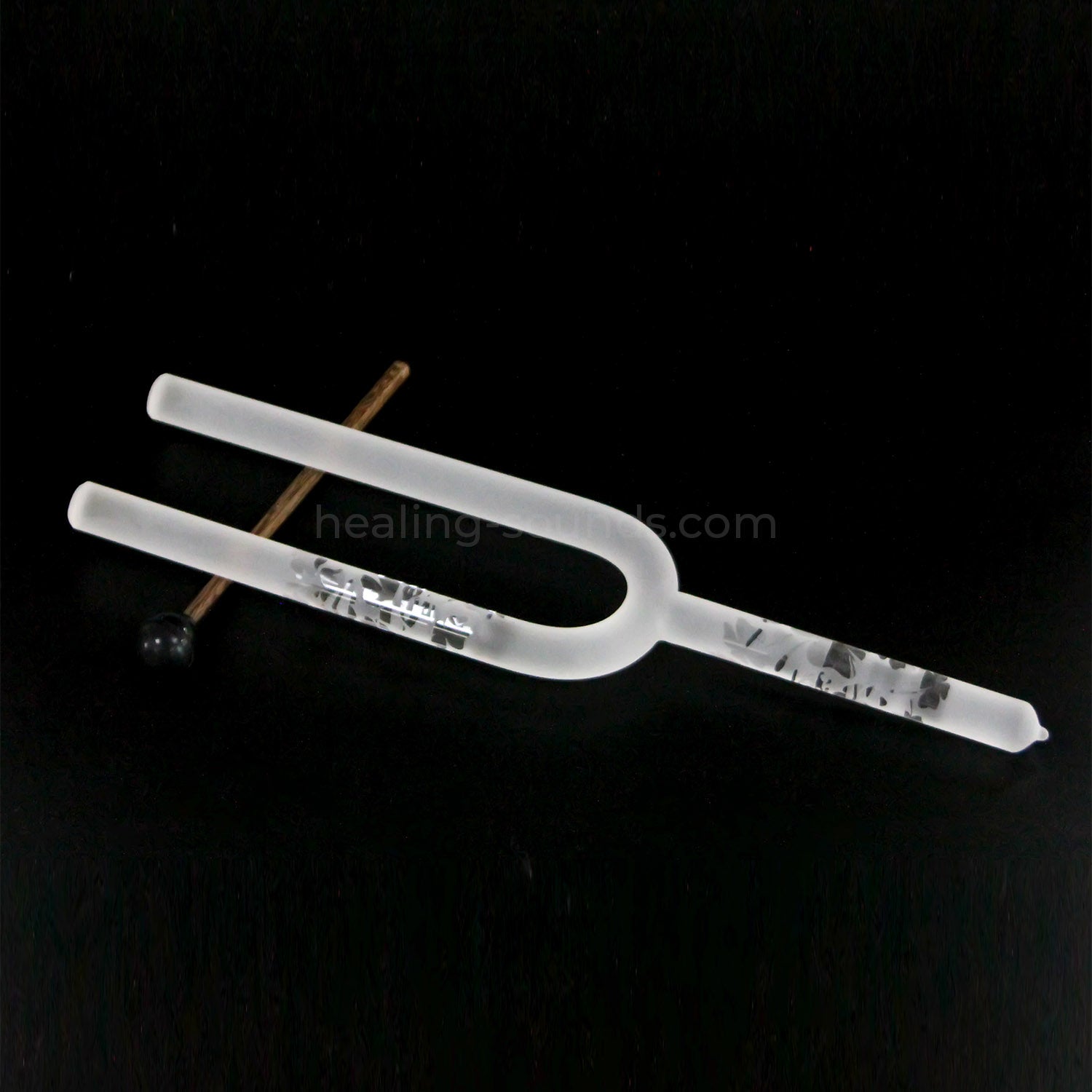 432 Hz Frosted Quartz Crystal Tuning Fork with Patterns