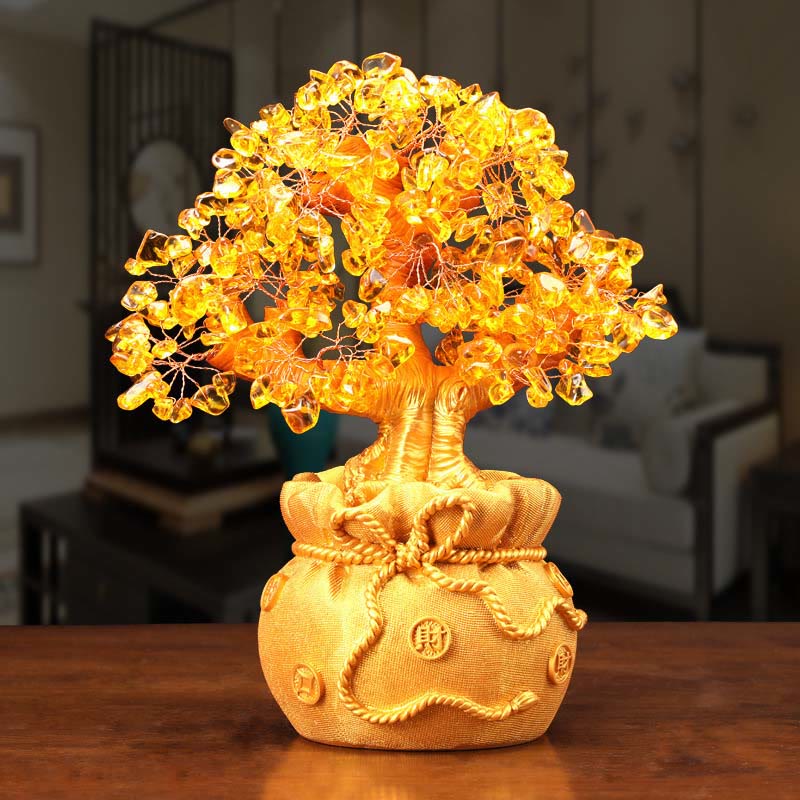 Natural Citrine Money Tree Feng Shui Decor for Prosperity