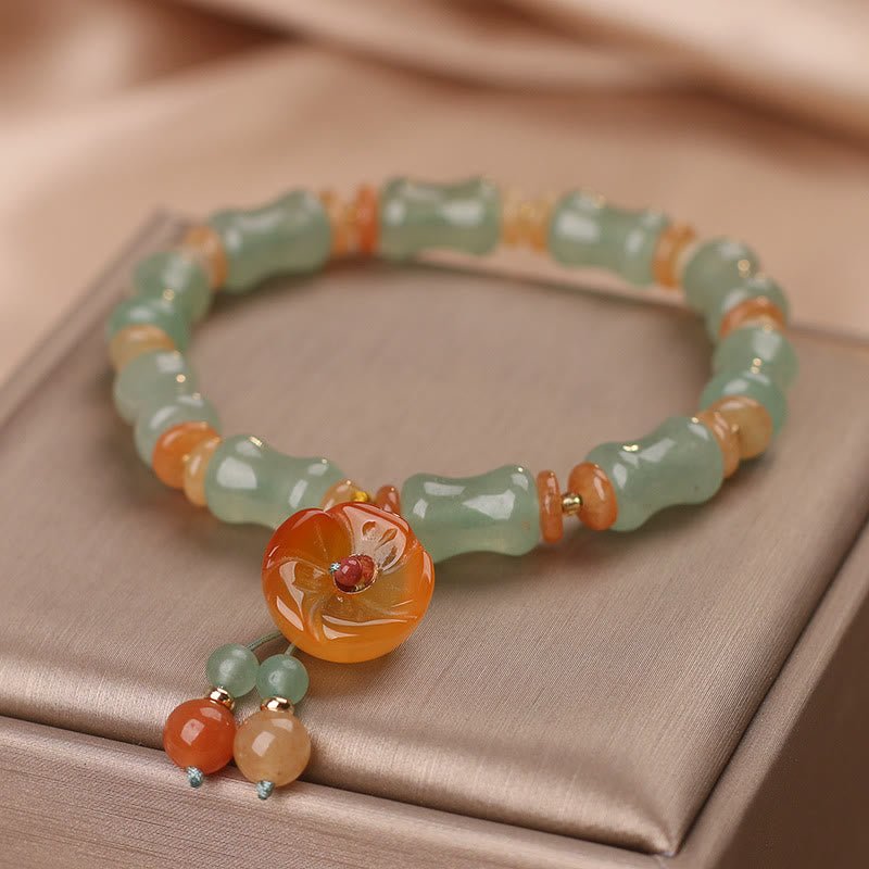 Jade Bamboo Flower Luck Bracelet for Prosperity & Growth