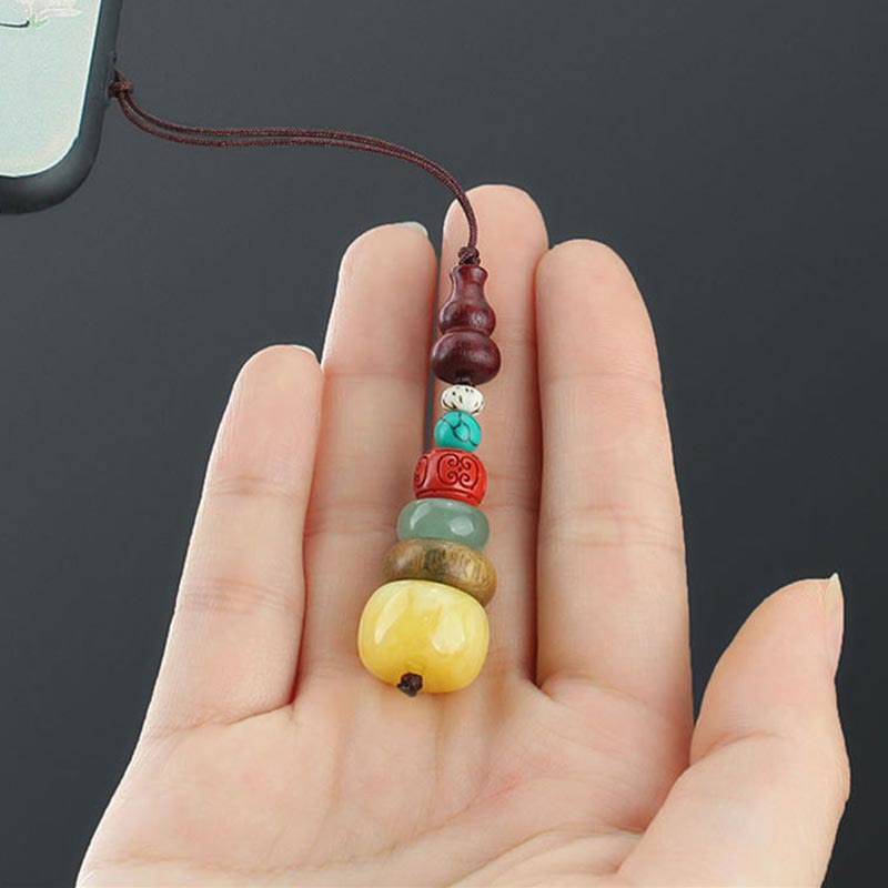 Spiritual Green Sandalwood Ebony Wood Phone Hanging Decoration