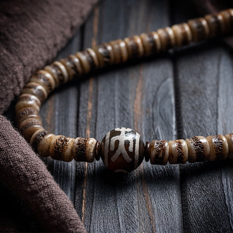 Unisex 108 Bead Tibetan Yak Bone Strength Bracelet