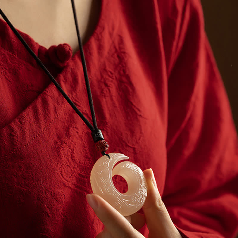 Jade Peace Buckle Necklace for Luck & Prosperity Pendant