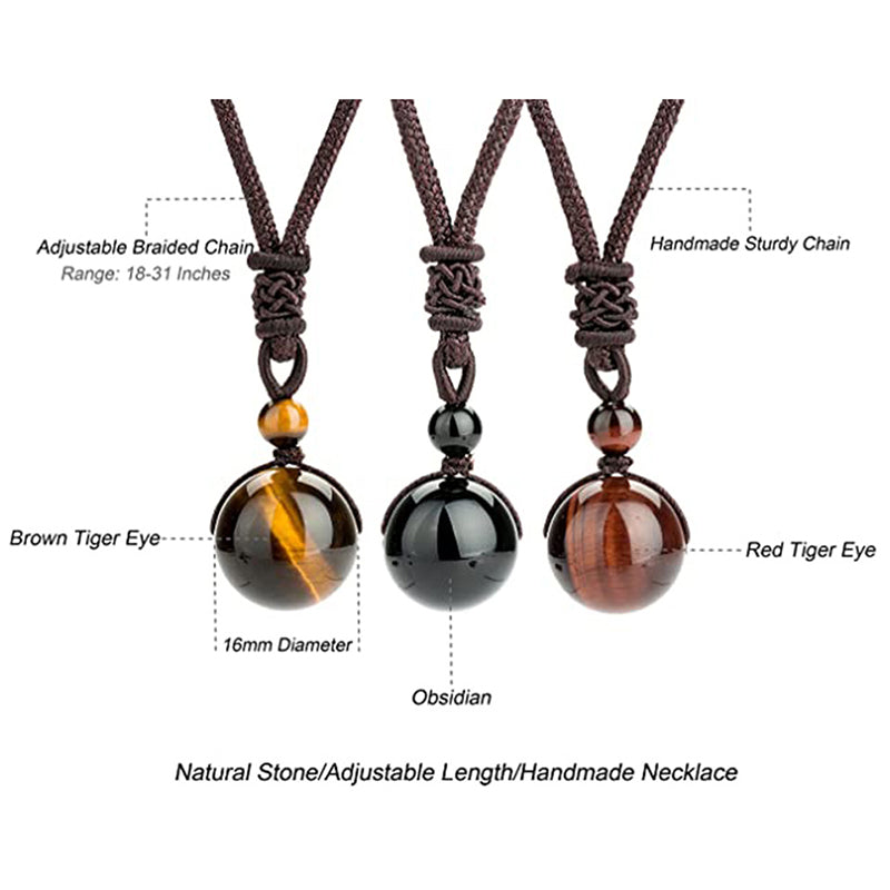 16mm Tiger Eye Protection Necklace for Courage and Balance