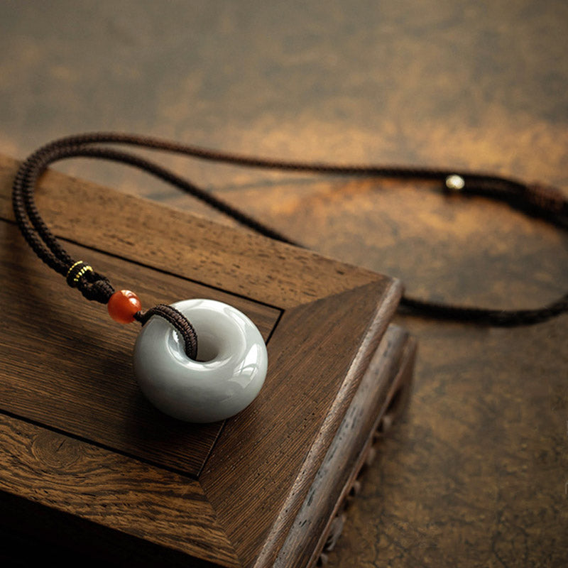 Natural Gray Jade Luck Necklace | Peace & Prosperity Pendant