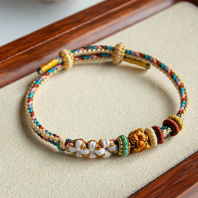 Handmade Dunhuang Peach Blossom Pattern Red String Bracelet