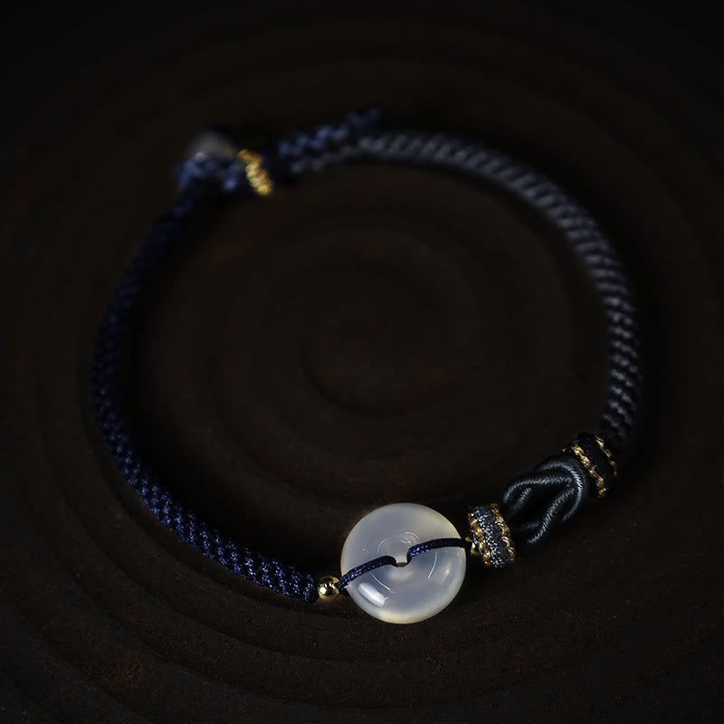 Handmade White Agate Peace Buckle Luck Protection Bracelet