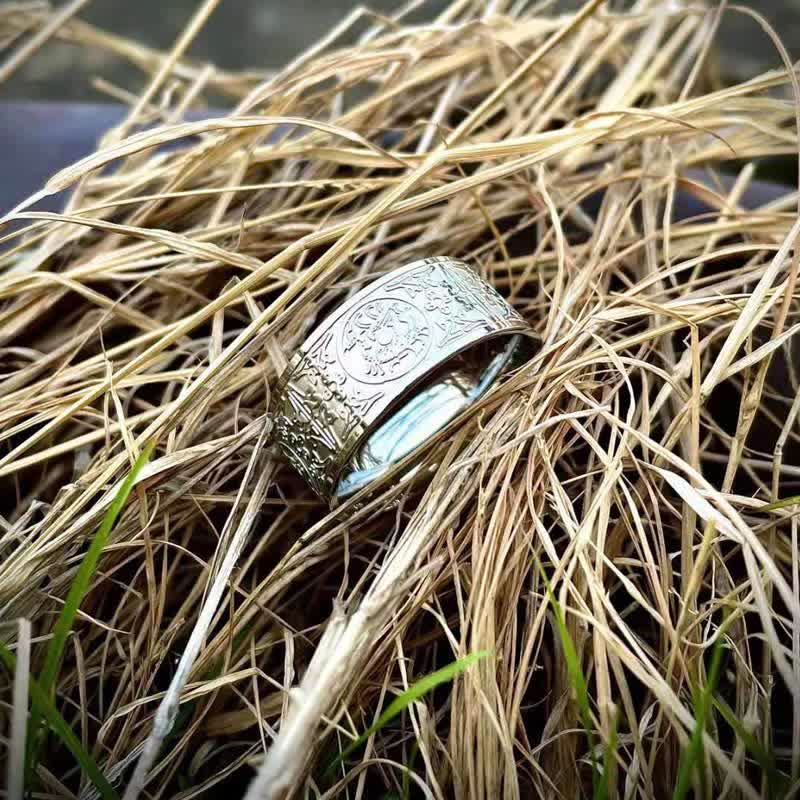 Carved Four Guardian Beasts Dragon Ring in Titanium Steel