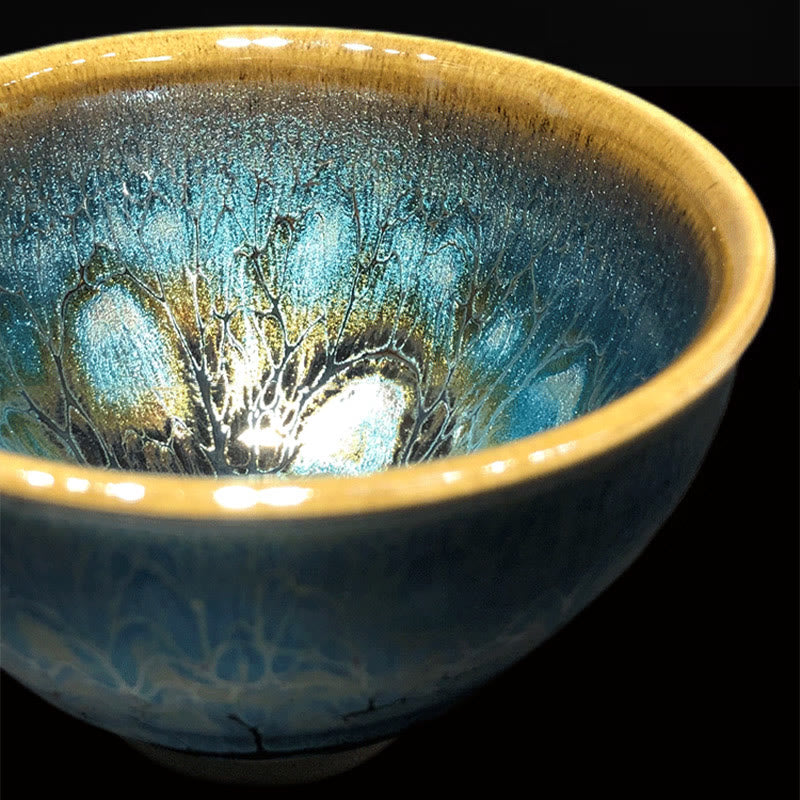 Jianzhan Ceramic Tea Cup 9.5cm Blue Glaze Handmade