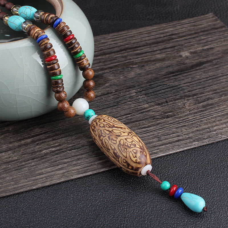 Wenge Wood & Agate Balance Necklace for Peace & Protection