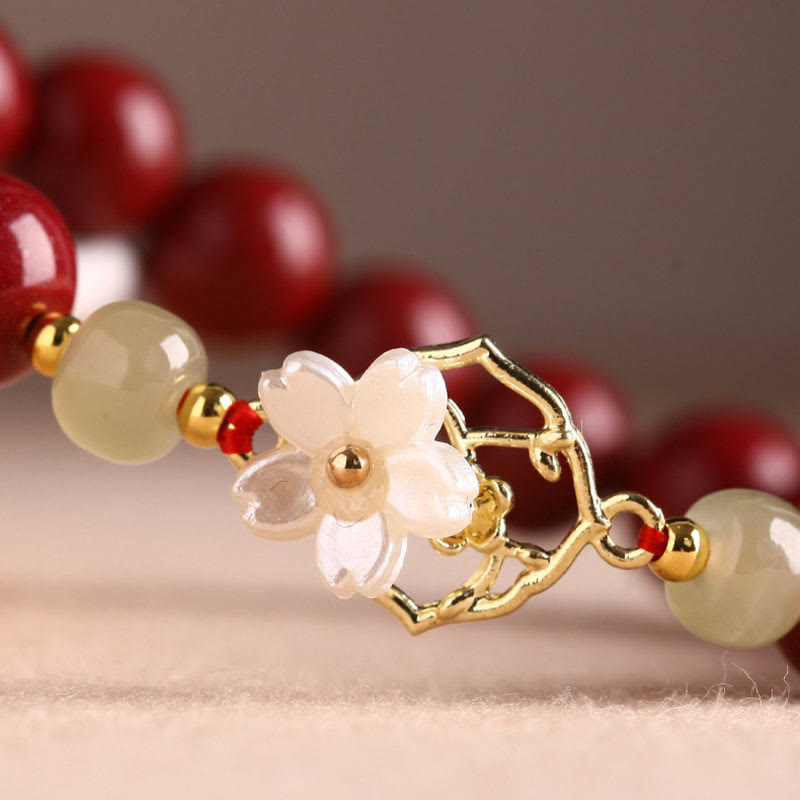 6mm Natural Cinnabar Jade Beaded Blessing Bracelet