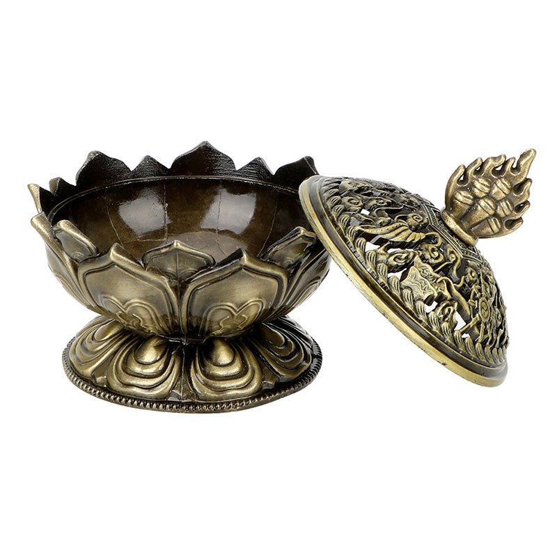 7cm Zinc Alloy Lotus Incense Burner for Meditation