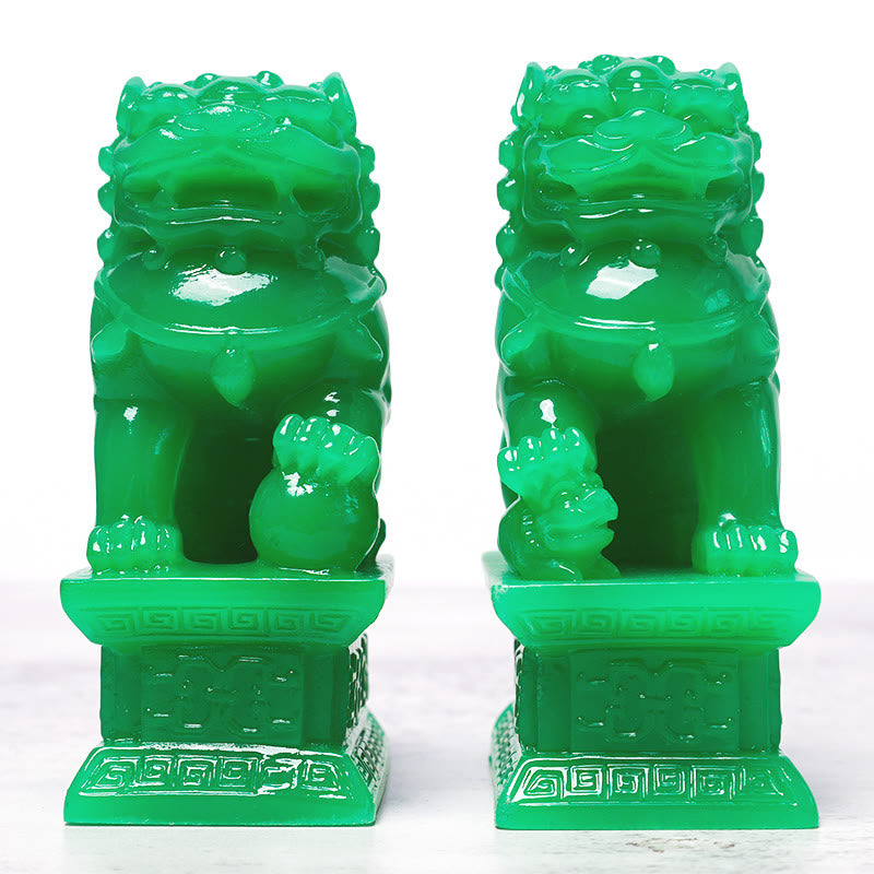 Fu Foo Dogs Pair Spiritual Statues Resin Feng Shui Guardians