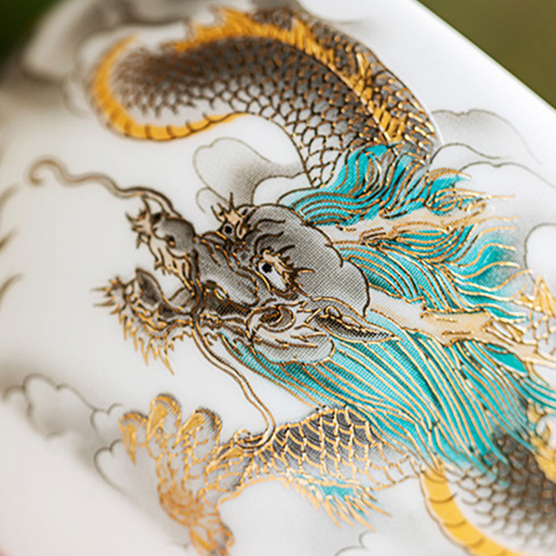 Dragon Phoenix Ceramic Teacup 130ml Zen Decor Gift