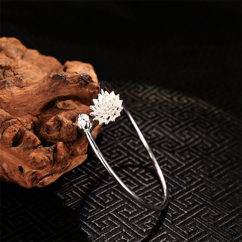 White Copper Lotus Bracelet | Enlightenment Bangle