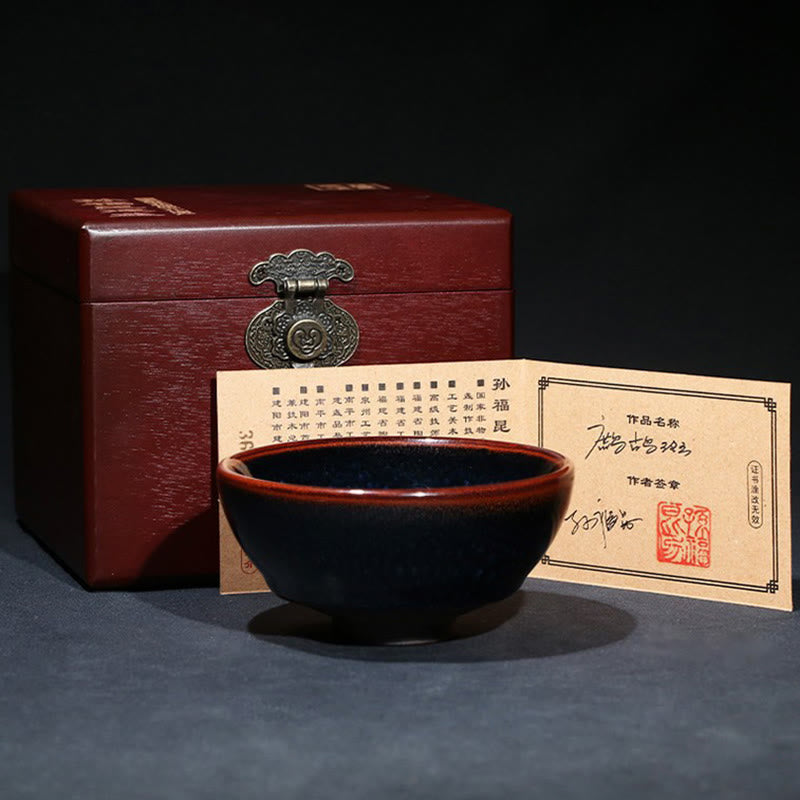 Handmade Blue Francolinus Spot Jianzhan Ceramic Tea Cup 110ml