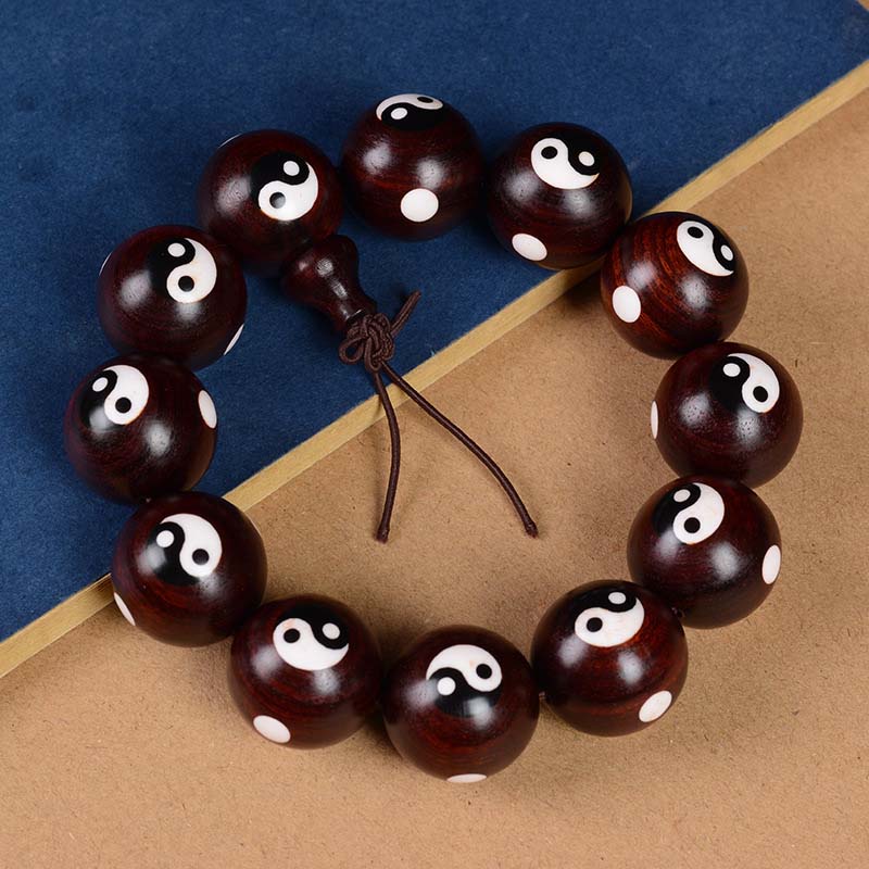 Small Leaf Red Sandalwood Yin Yang Bracelet 20mm
