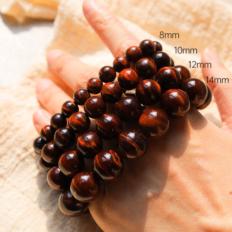 10mm Tiger Eye Courage Bead Bracelet for Protection
