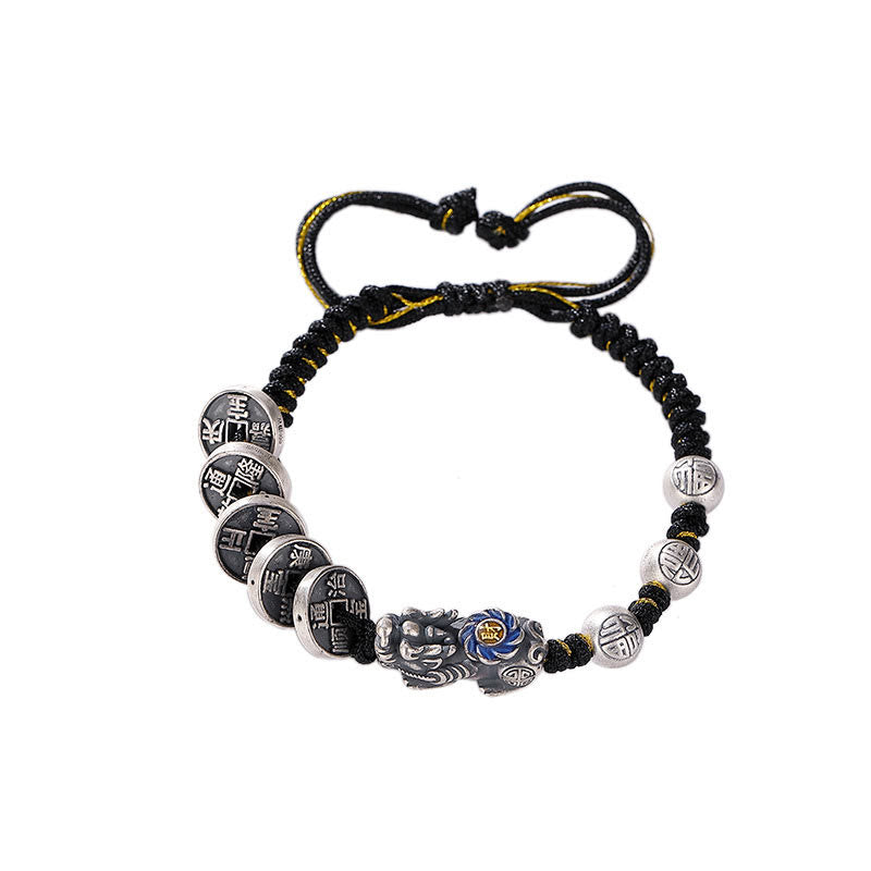 999 Sterling Silver Pixiu Wealth Bracelet for Protection and Luck