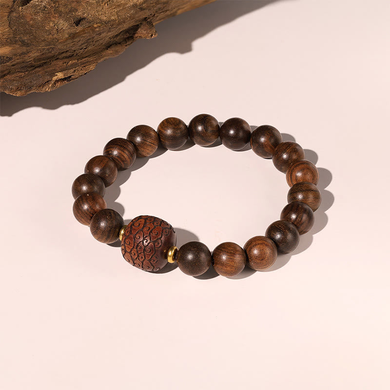 Rosewood Spiritual Bracelet with Fu Character | Warmth & Luck