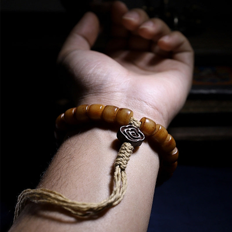 10mm Yak Bone Wrist Mala for Strength, Balance & Protection
