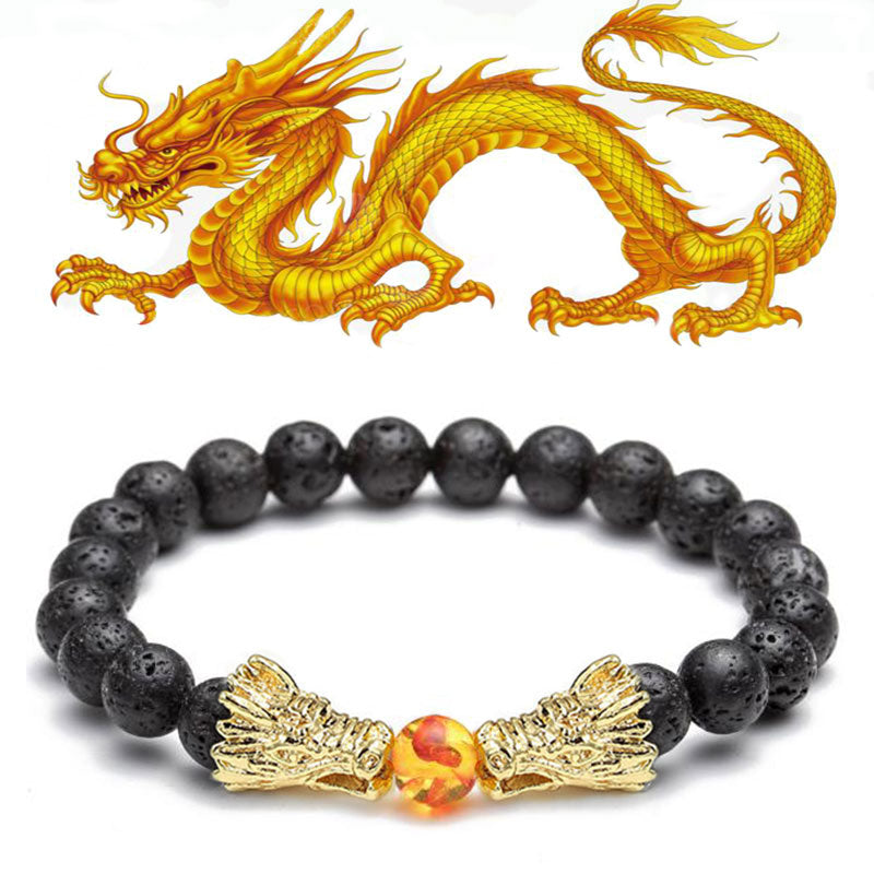 White Turquoise Lava Rock Dragon Blessing Bracelet